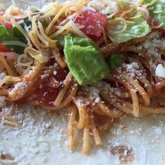 A picture of Spaghetti Tacos.