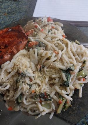 Una foto de Fideos con acelga riquísimos y súper fáciles