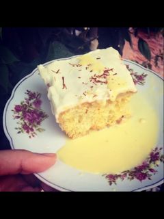 صورة لوصفة كيكة الحليب بالزعفران المشهيه😍