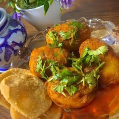 A picture of Khatte lal masala Aloo 😍😍😍😍😍😍.