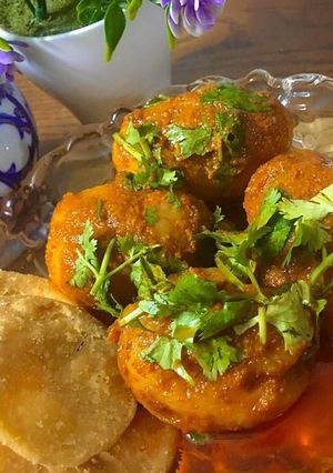 A picture of Khatte lal masala Aloo 😍😍😍😍😍😍.
