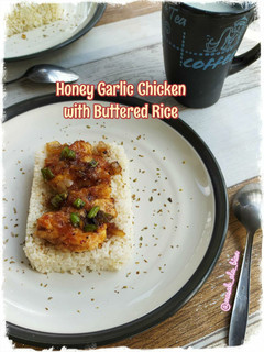 Foto resep Honey Garlic Chicken with Buttered Rice