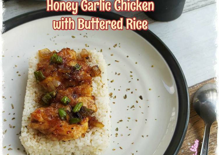 Langkah Mudah untuk Menyiapkan Honey Garlic Chicken with Buttered Rice, Bisa Manjain Lidah