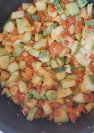 Una foto de Calabacitas con Carne al Pastor