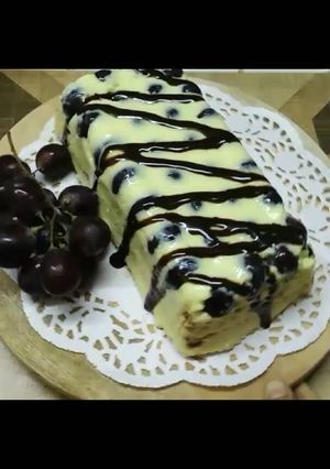 صورة لوصفة قالب البسكوت بالعنب و الكاسترد
