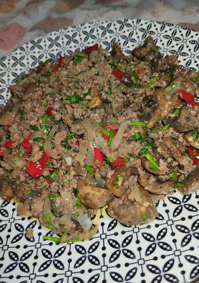 صورة لوصفة فطر ولحمة على طريقتي