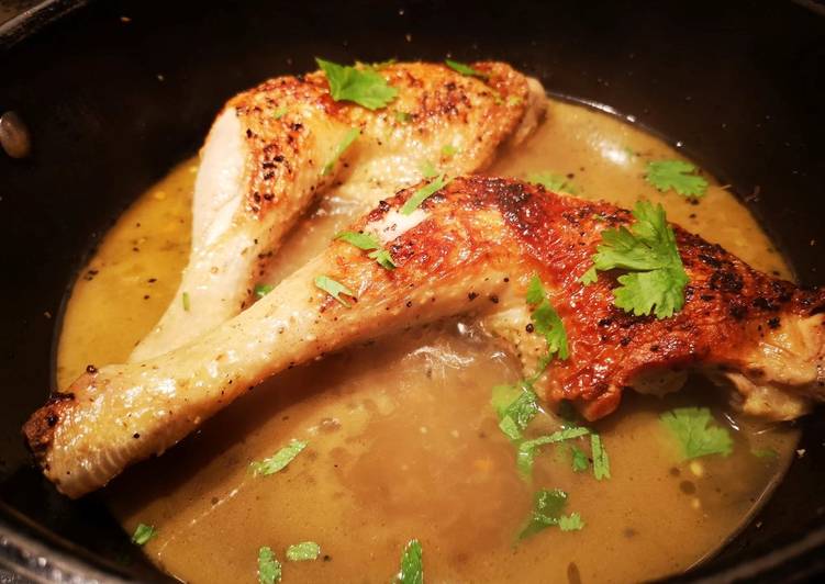 Comment Faire Des Cuisses de poulet au jus curry, zestes d&#39;orange et coriandre