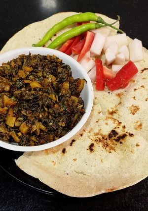 A picture of Mooli ke Patton Ki Sabzi - (Radish Greens Stir Fry).
