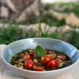 Garbanzos con espinacas y tomatitos cherry
