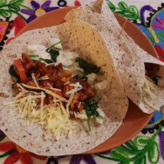 A picture of Sweet and smokey chicken wraps.