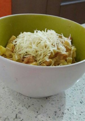 Una foto de Pasta rápida con queso fundido