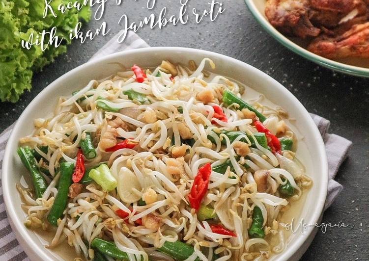 Cara mudah Menyiapkan Tumis Tauge Kacang Panjang with Ikan asin Anti Gagal