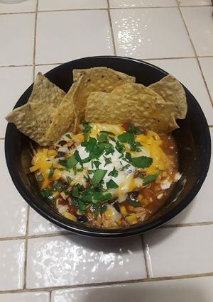 A picture of Easy Slow Cooker Chicken Taco Soup.