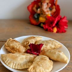 A picture of Olya Naralachi Karanji (fresh coconut sweet) - Gujiya.