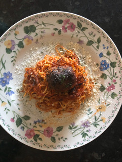 A picture of Baked Spaghetti with Turkey Meat Balls.
