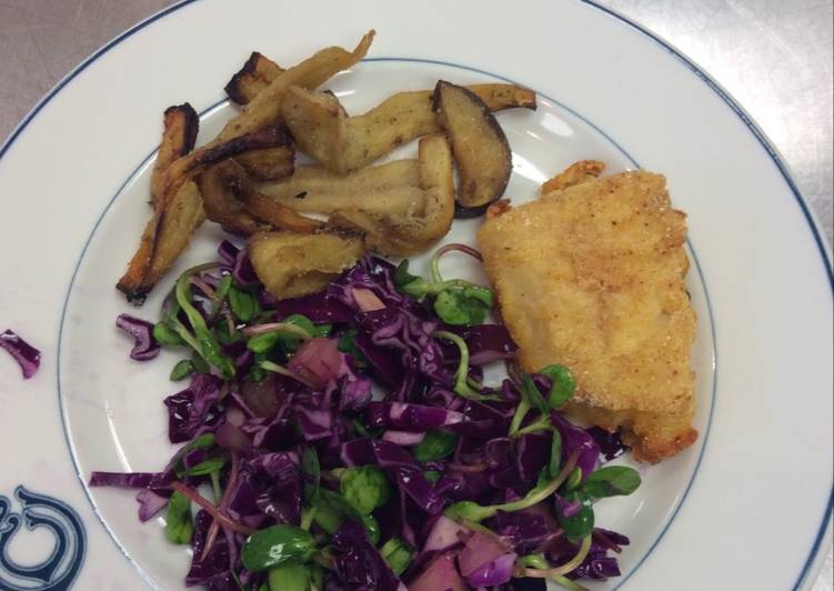 Pan Seared Cod with Apple Cashew Micro-green Salad
