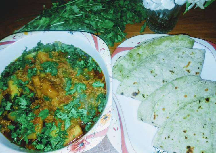 Qeema mater aloo with chapati