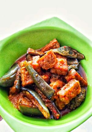 A picture of Sayur Terong & Tempe / Eggplant & Tempe in Spicy Coconut Milk.