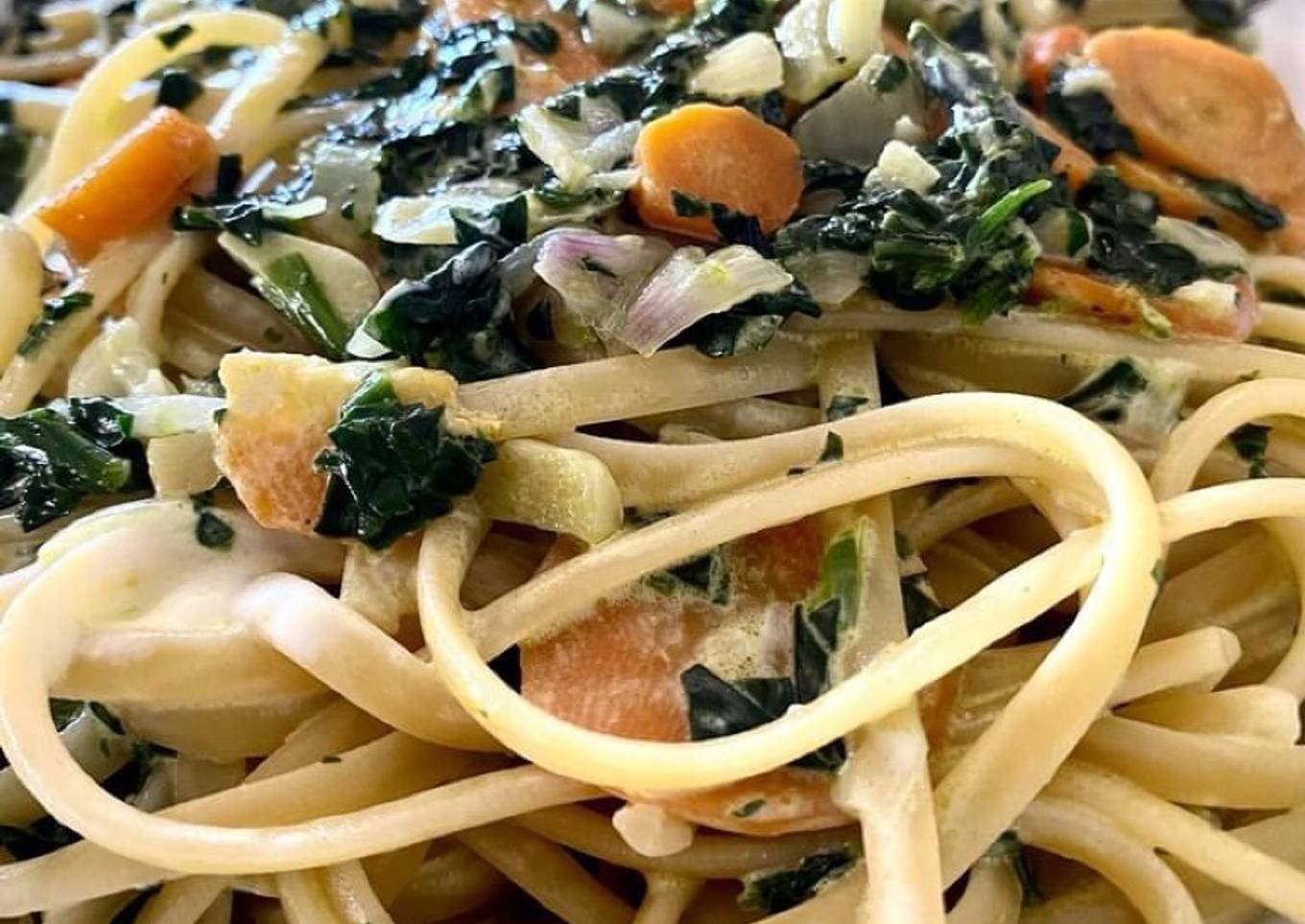 Linguine aux épinards, etc