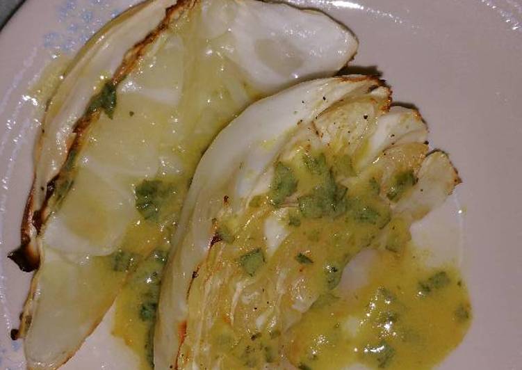 Steps to Make Perfect Roasted Cabbage with Chive-Mustard Vinaigrette