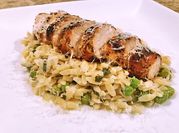 A picture of chicken lemon orzo
