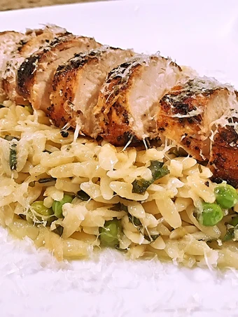 Simple Way Make Recipe Lemon Garlic Basil Orzo with Grilled Chicken that is Perfect, So Delicious}