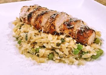 Easiest Way to Prepare Delicious Lemon Garlic Basil Orzo with Grilled Chicken