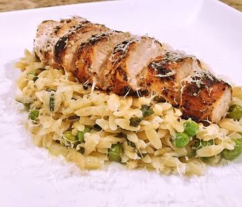Popular Recipe Lemon Garlic Basil Orzo with Grilled Chicken Delicious Nutritious