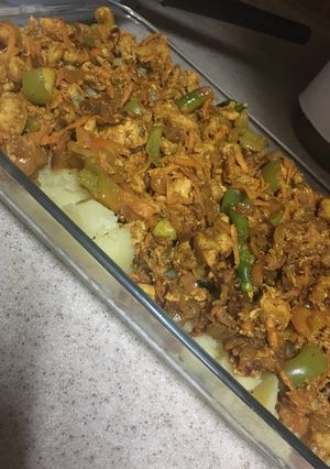 صورة لوصفة صينية البطاطس بخلطة الدجاج على طريقتي😊😋🥘