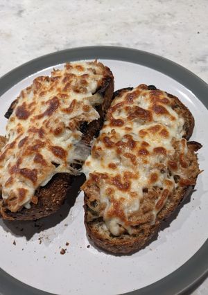 A picture of Tuna mozzarella melt.