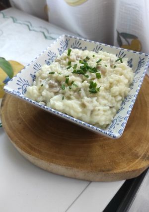 Una foto de Risotto de setas y queso azul