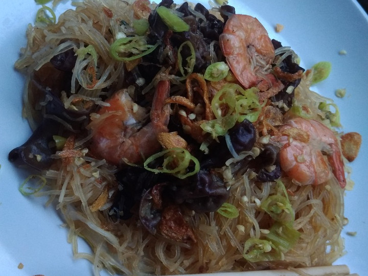 Resep Bihun goreng seafood+jamur kuping Anti Gagal