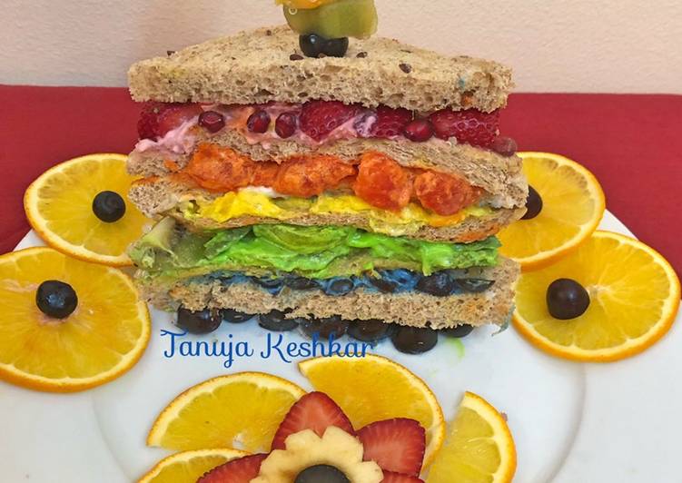 Steps to Make Ultimate Grand Rainbow fruits sandwich