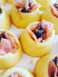 Cestini di polenta con cipolle caramellate e salmone affumicato