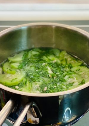 Hình của món Canh Mướp Nấu Hẹ Thịt Bằm.