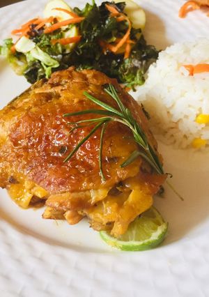 Una foto de Pollo flameado al limón