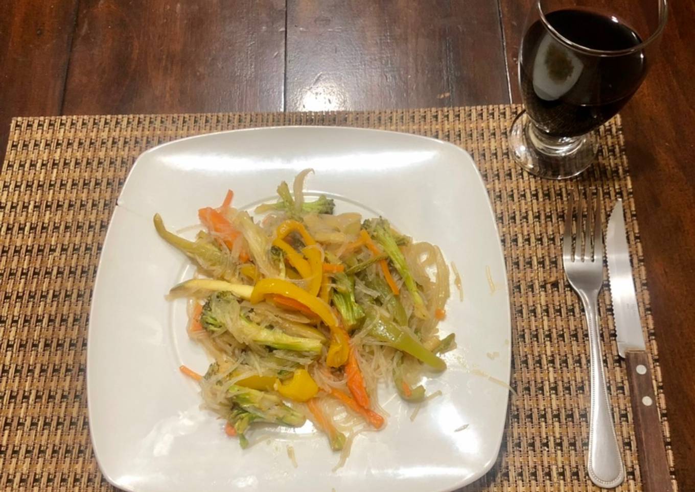 Fideos chinos con vegetales