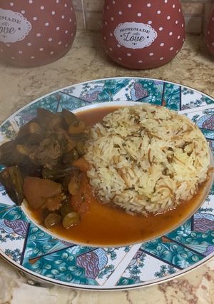 صورة لوصفة بامية ورز 🤗