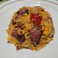 Arroz con maíz y lomo de cerdo ahumado-レシピのメイン写真