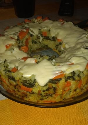 Una foto de Budín de verduras y arroz