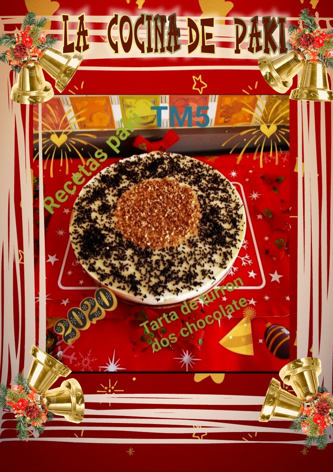 Una foto de Tarta de turrón con Thermomix 🎂 dos chocolates paso a paso🍽