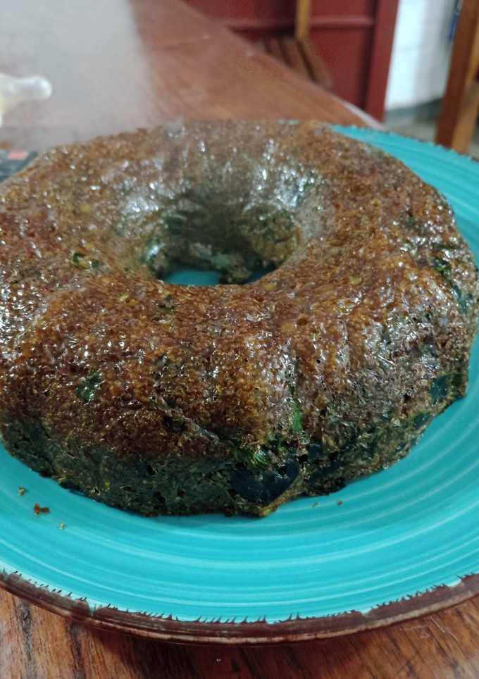 Una foto de Budín de espinaca, cebolla de verdeo y harina de salvado