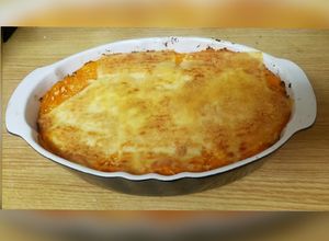 Una foto de Pastel de papas y camotes vegetariano con lentejas