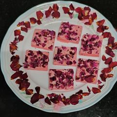 A picture of Rose kaju katli.