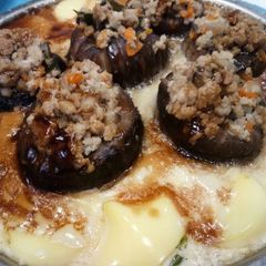 A picture of Special Steamed Egg Tofu Mushroom Minced Meat.