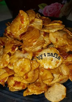 Foto resep Keripik talas pedas