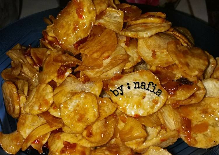 Resep Keripik talas pedas Anti Gagal