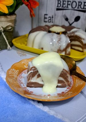 Foto resep Puding Roti Marmer Vla Instant