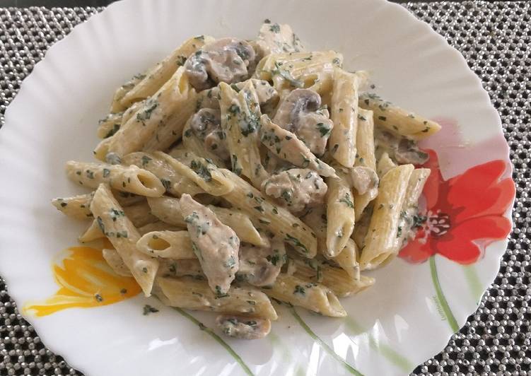 Easiest Way to Make Super Quick Homemade Easy creamy chicken mushroom pasta