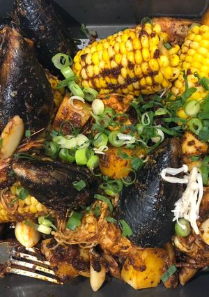 A picture of Asian Style Cajun Seafood Boil for Two.